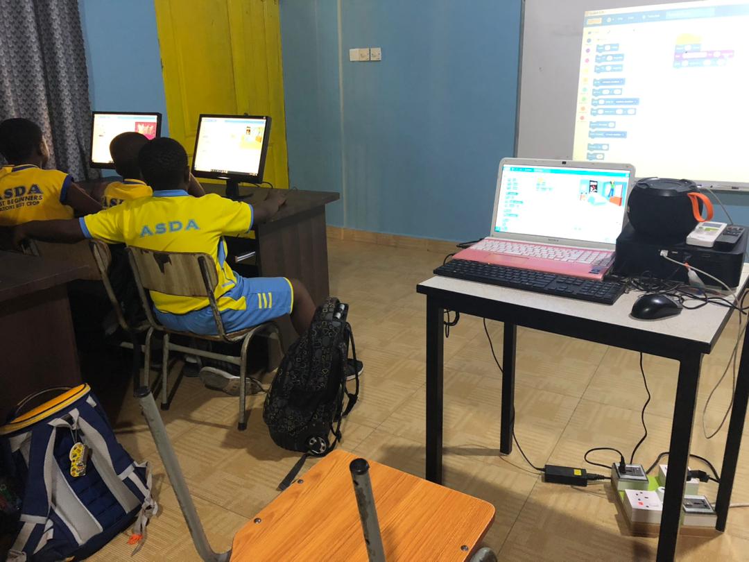 ASDA learners building projects in the computer lab