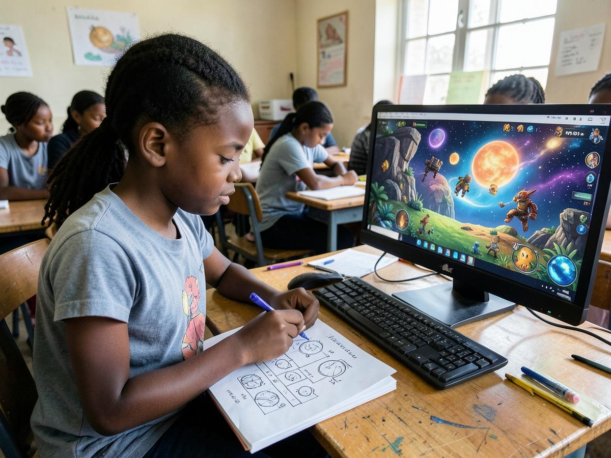 Young learner designing an animated game in Scratch